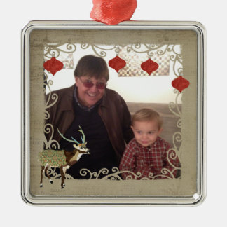 Ornamento de la foto del navidad de los ciervos de