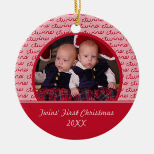 Ornamento de la foto del navidad de los gemelos