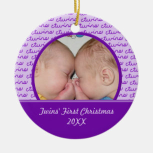 Ornamento de la foto del navidad de los gemelos de