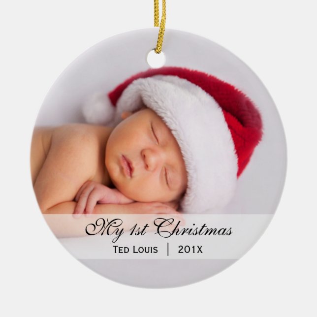 Ornamento de la foto del navidad del | del bebé (Frente)