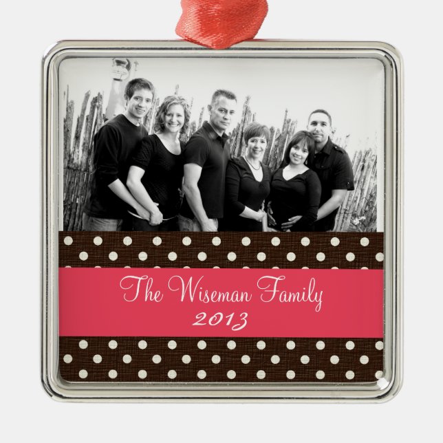 Ornamento de la foto del Personalizado Brown Polka (Frente)