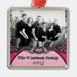 Ornamento de la foto del Personalizado Lace Zebra 