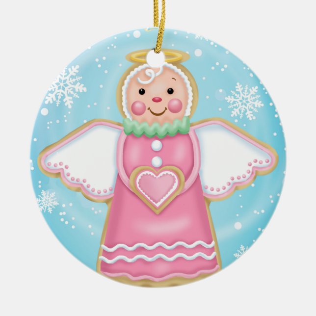 Ornamento de la galleta del ángel del día de (Frente)