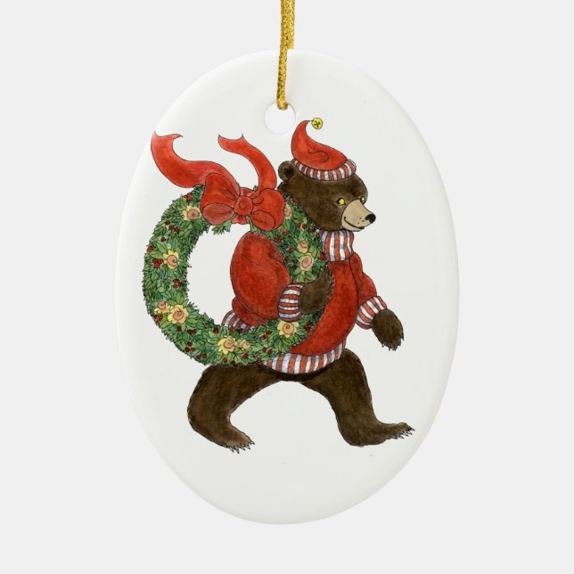 Ornamento de la guirnalda del navidad del oso de (Frente)