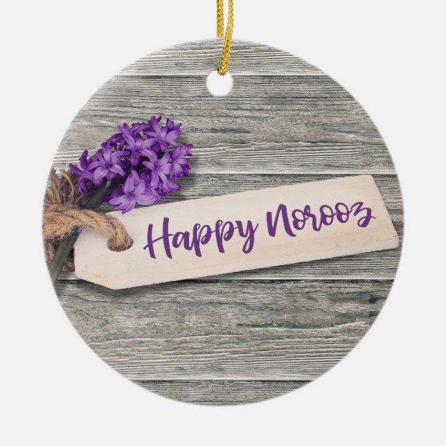 Ornamento de la Híacinth Rustic Happy Norooz (Frente)
