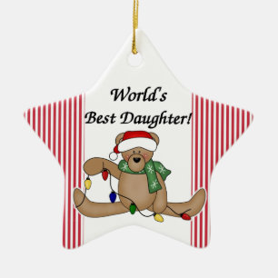 Ornamento de la hija del mundo del oso de peluche