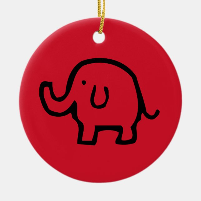 Ornamento de la imagen del elefante rojo (Frente)