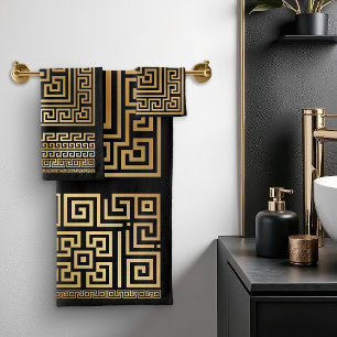 Ornamento de la llave del Meander griego - negro y