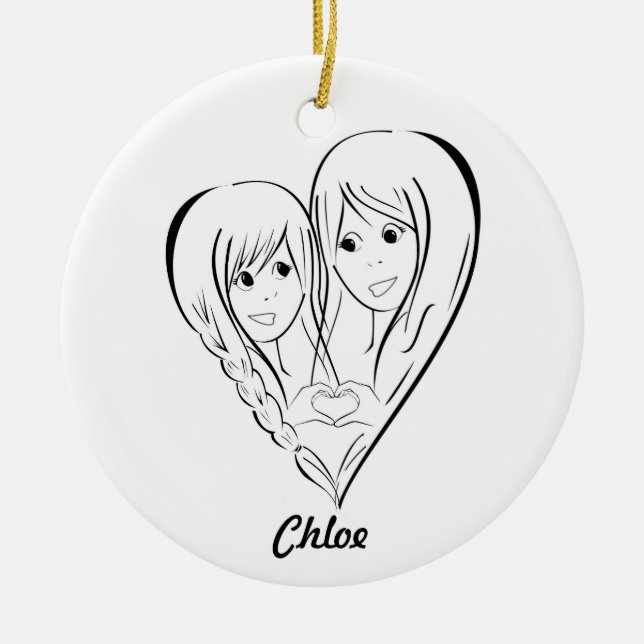 Ornamento de la madre y de la hija * manos del (Frente)