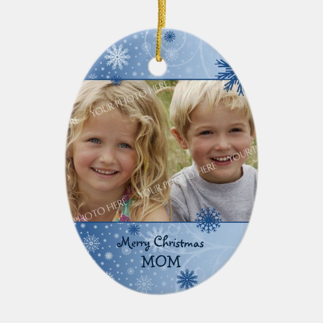 Ornamento de la mamá de las Felices Navidad de la (Frente)