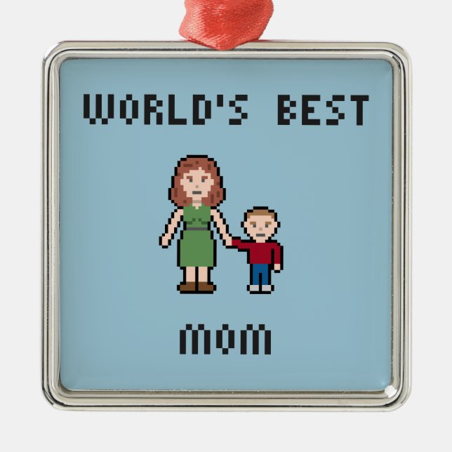 Ornamento de la mamá del mundo del pixel el mejor (Frente)