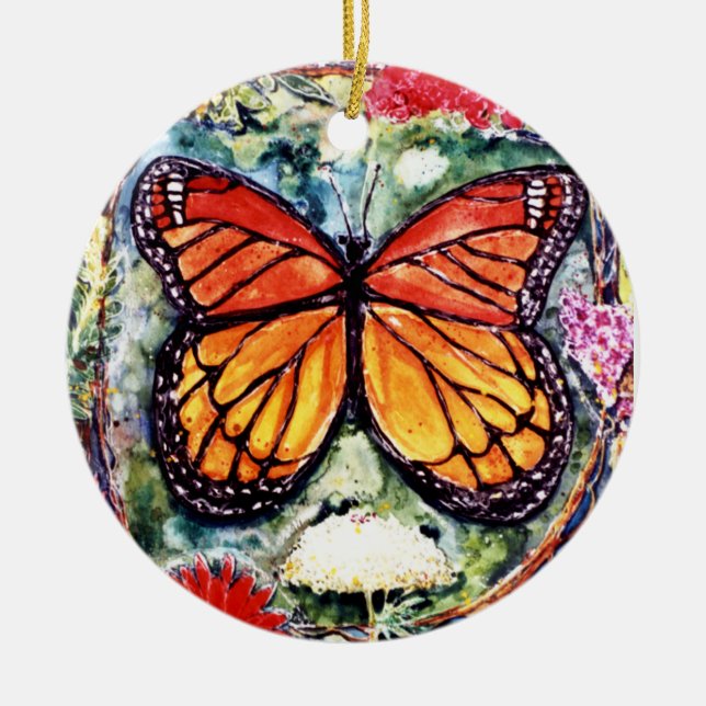 Ornamento de la mariposa de monarca de PMACarlson (Frente)