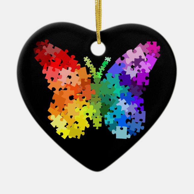 Ornamento de la mariposa del rompecabezas de la (Frente)