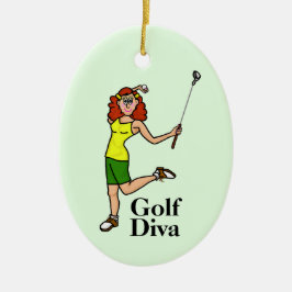 Ornamento de la mujer de cabeza roja Golfer