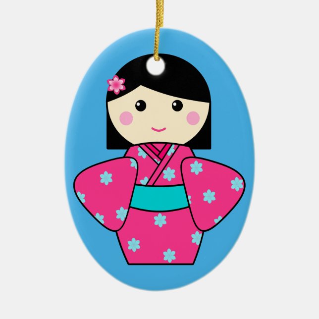 Ornamento de la muñeca de Kokeshi (Frente)