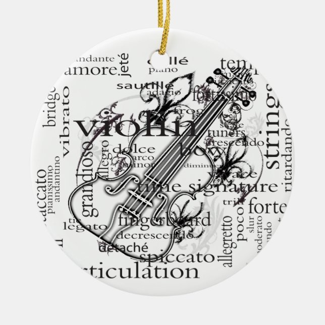 ornamento de la nube de la palabra del violín (Frente)