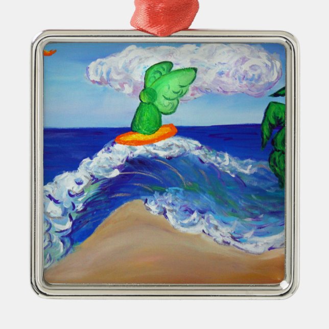 Ornamento de la ola de curación de Surfing Angel R (Frente)