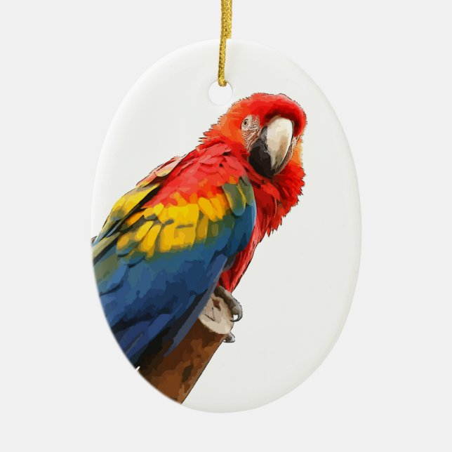 Ornamento de la oveja de Scarlet Macaw (Frente)