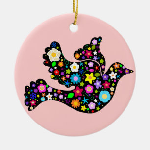 Ornamento de la paloma de la paz de la flor