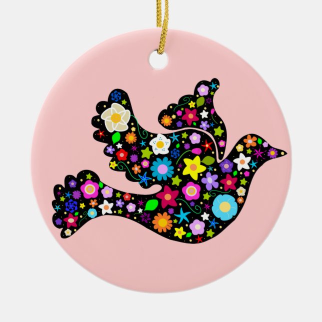 Ornamento de la paloma de la paz de la flor (Frente)