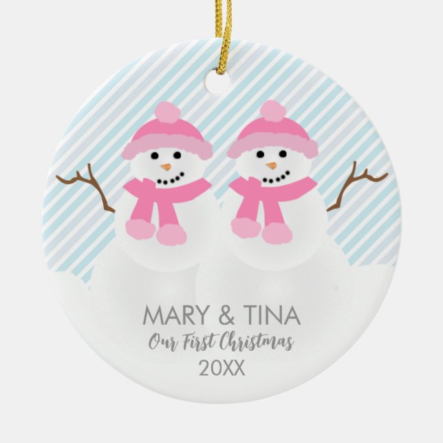 Ornamento de la pareja Snowman (Frente)