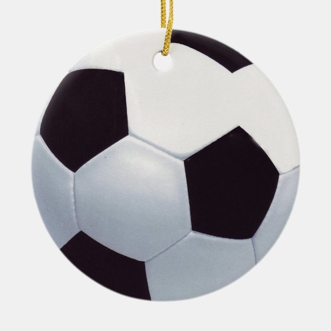 Ornamento de la pelota de fútbol de cerámica negra (Frente)