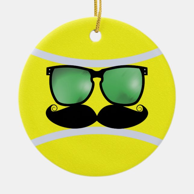 Ornamento de la pelota de tenis del bigote (Frente)