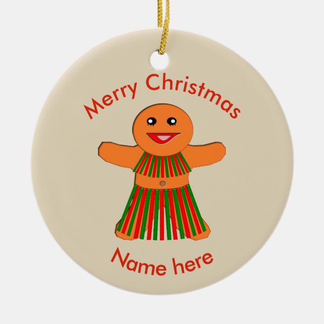 Ornamento de la Personalizado Fiesta Gingerbread (Frente)