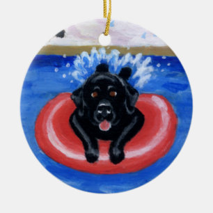 Ornamento de la pintura de Labradors de la fiesta