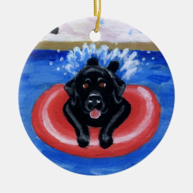 Ornamento de la pintura de Labradors de la fiesta (Frente)