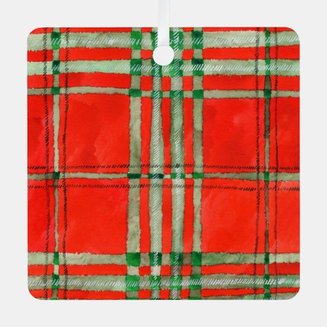Ornamento de la plaza de aluminio RED SCOTT TARTAN (Anverso)