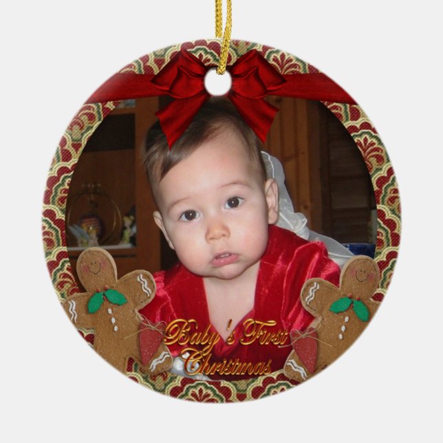 Ornamento de la primera Navidad del bebé con foto (Frente)