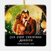 Ornamento de la primera pareja de recién casados d