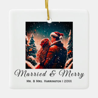 Ornamento de la primera pareja de recién casados d