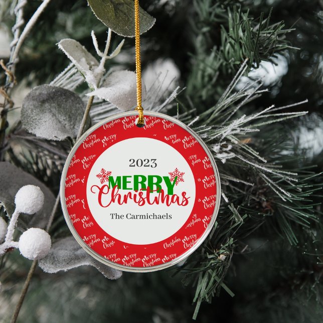 Ornamento de la ronda navideña del Feliz Verde Roj (Subido por el creador)