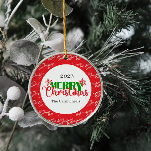 Ornamento de la ronda navideña Red and Green Merry