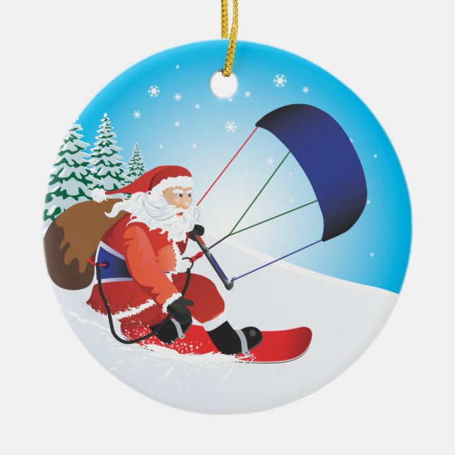 Ornamento de la snowboard de Santa Snowkite (Frente)