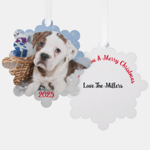 Ornamento de la tarjeta de Navidades personalizada