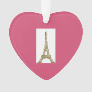 Ornamento de la Torre Eiffel del Corazón Rosa de S