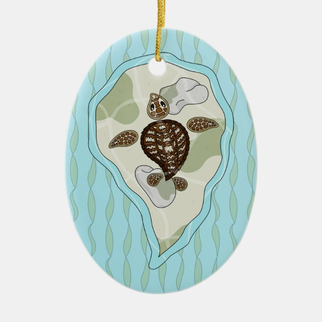 Ornamento de la tortuga marina Callie (Frente)