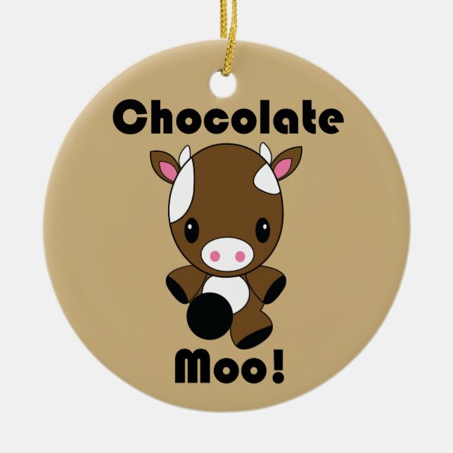Ornamento de la vaca del MOO Kawaii del chocolate (Frente)