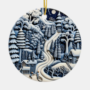 Ornamento de la Villa de Invierno iluminada por lu