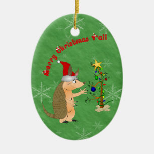Ornamento de las Felices Navidad del armadillo