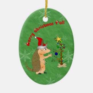 Ornamento de las Felices Navidad del armadillo
