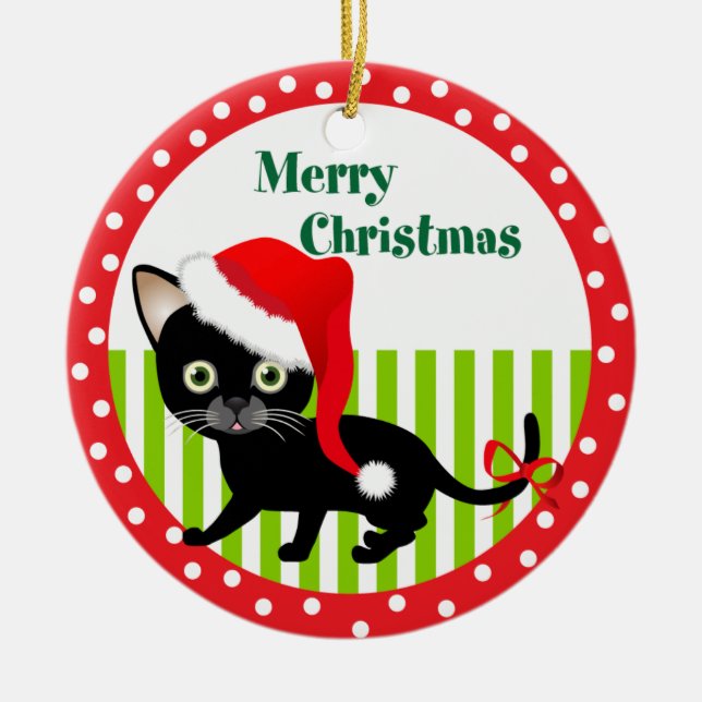 Ornamento de las Felices Navidad del gatito (Frente)