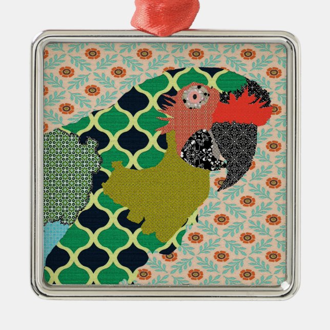 Ornamento de las Felices Navidad del Macaw de (Frente)