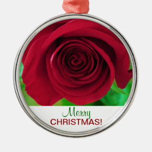 Ornamento de las Felices Navidad del rosa rojo