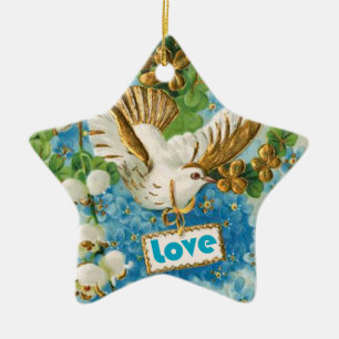 Ornamento de las flores blancas azules de amor de