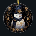 Ornamento de las flores de oro de Snowman<br><div class="desc">Hermoso ornamento de las flores de oro de Snowman</div>