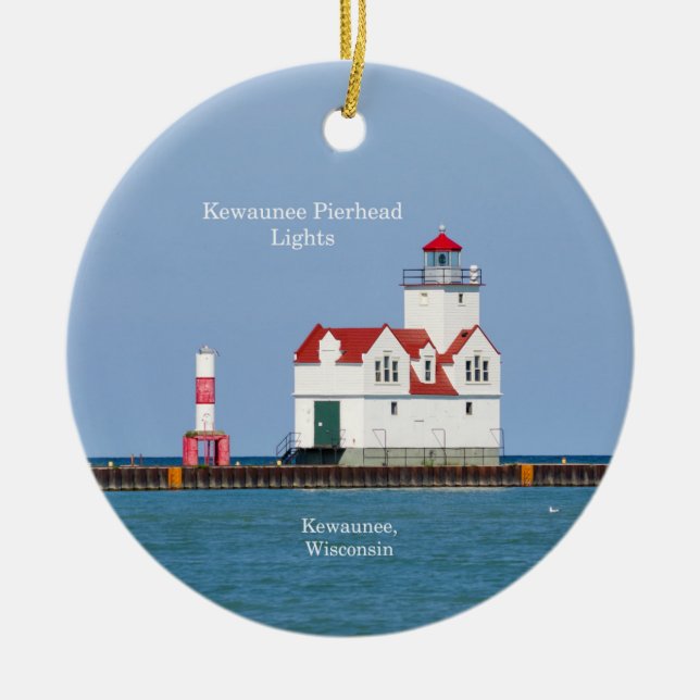 Ornamento de las luces de Kewaunee Pierhead (Frente)